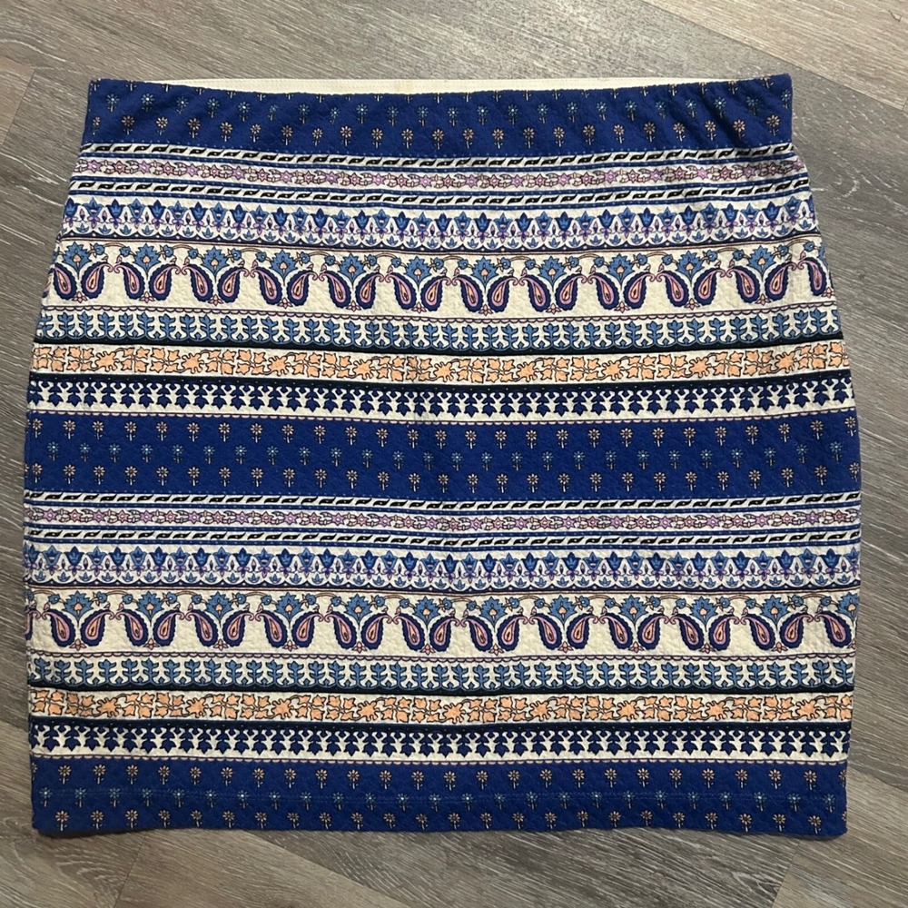 Chelsea & Violet Mini Skirt Paisley Print Boho Festival Blue Size‎ M